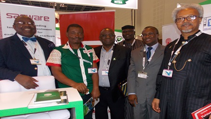 ,,, Sasware at Gitex Dubai: (l-r) Dr. Tunji Olaopa, Permanent Secretary Ministry of Communication Technology; Collins Onuegbu, Founder Sasware; Dr. Tosin Ajayi, Chairman of Board Nigeria  Information Technology Development Agency (NITDA); Dr. Akin Omotosho, Nigeria  Consul-General to Dubai Emirate and Peter Jack, Director General NITDA.